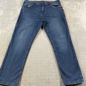 The Perfect Jean NYC Mens‎ 40x30 Blue Athletic Fit Dark Wash Whiskers Stretch
